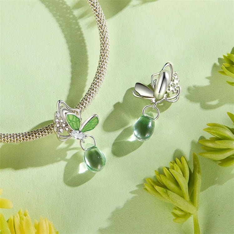 Green Emerald Glow Butterfly Drop Charm