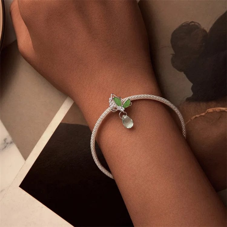 Green Emerald Glow Butterfly Drop Charm