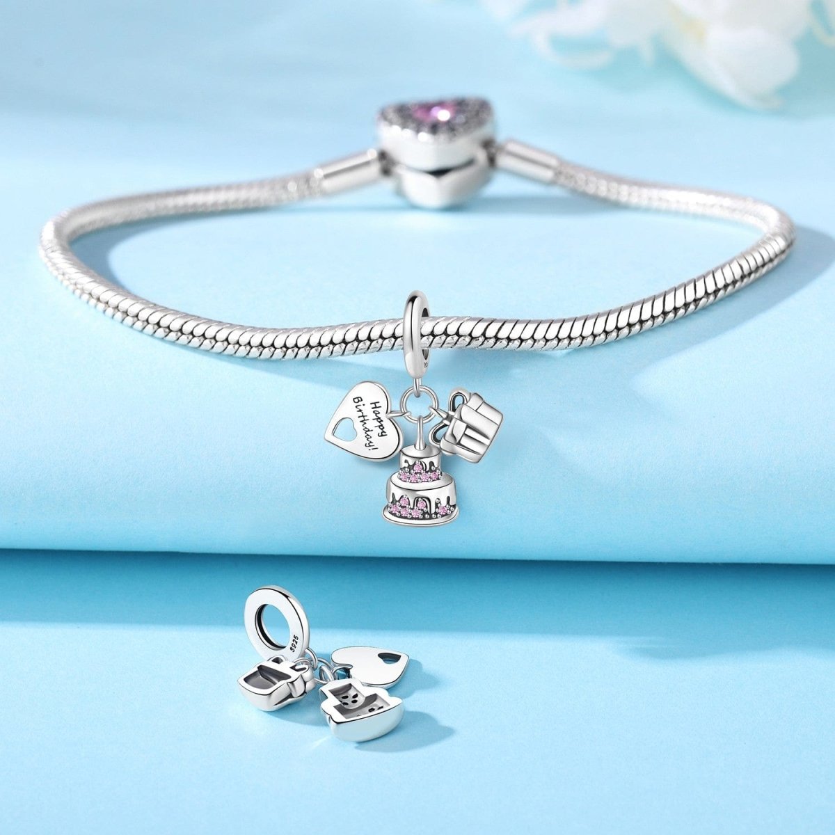 Happy Birthday Charm with Cake, Gift, and Heart