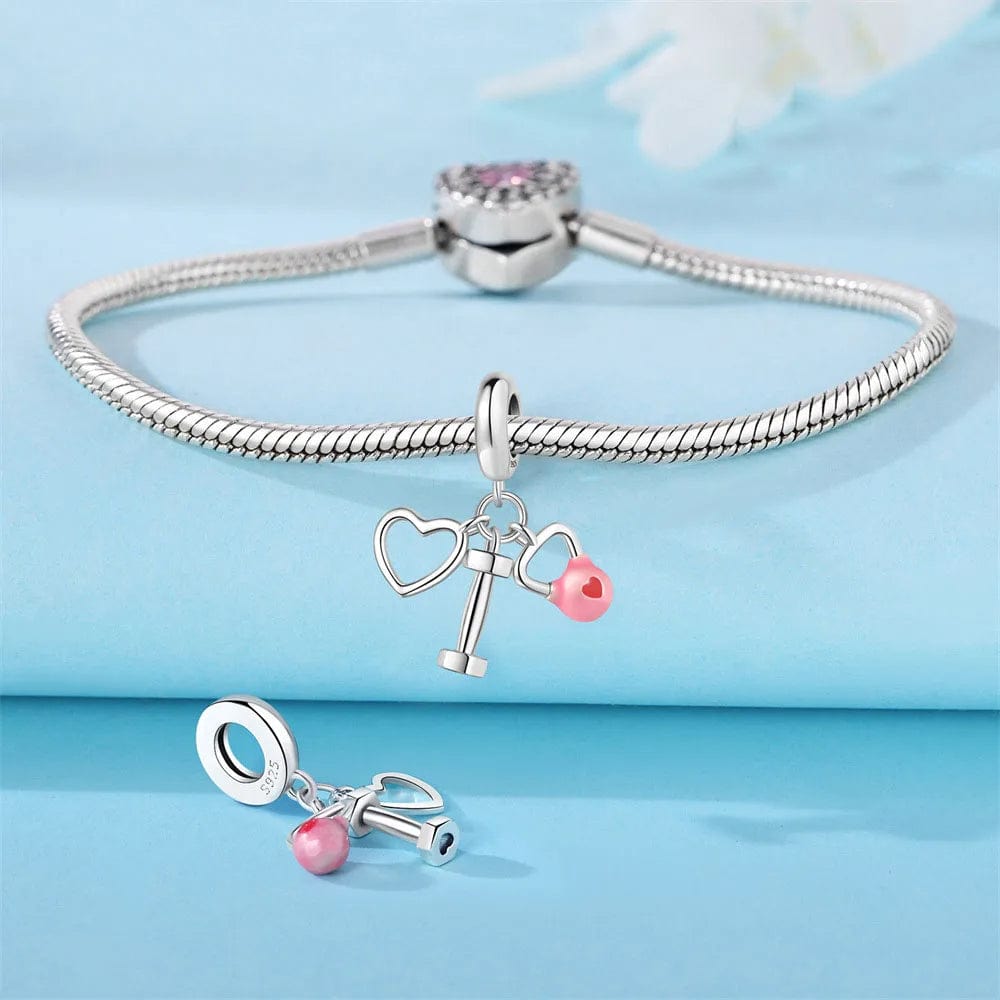Heart & Kettlebell Fitness Trio Dangle Charm