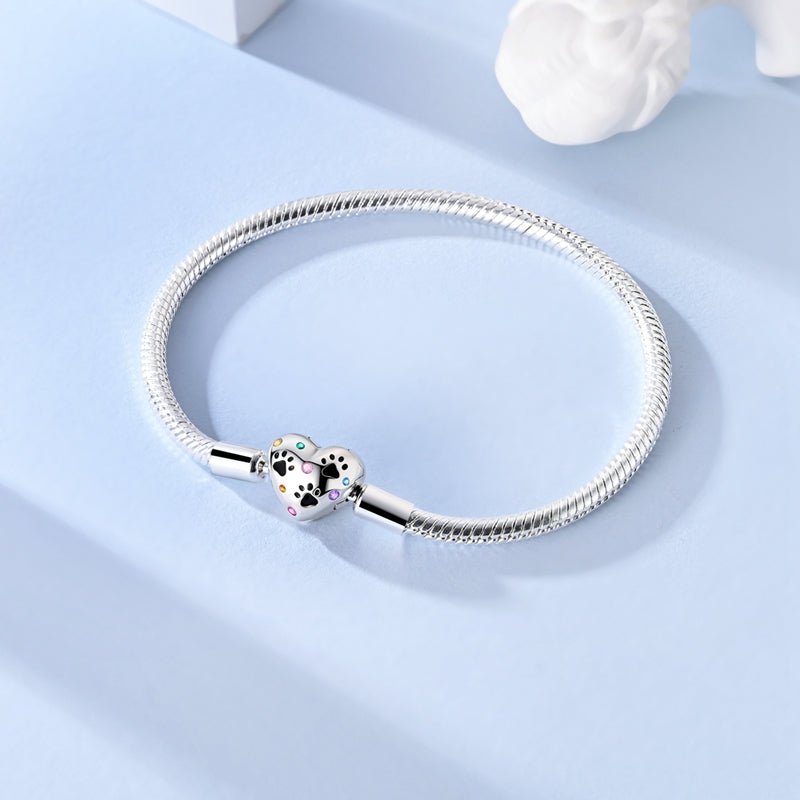 Heart Paw Print Charm Bracelet