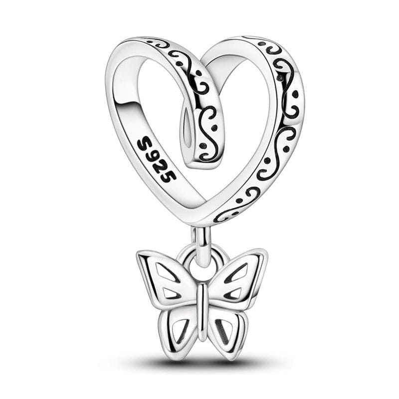 Heart Swirl Butterfly Charm