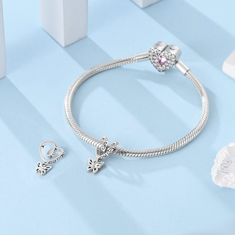 Heart Swirl Butterfly Charm