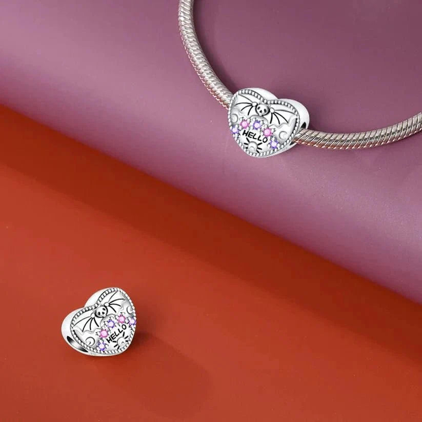 Hello Halloween Heart Charm