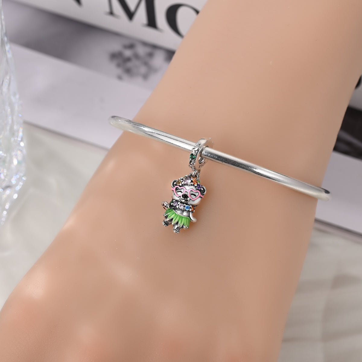 Hula Dancing Bear Dangle Charm