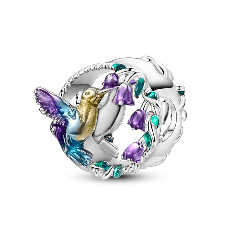 Hummingbird & Purple Blossom Charm