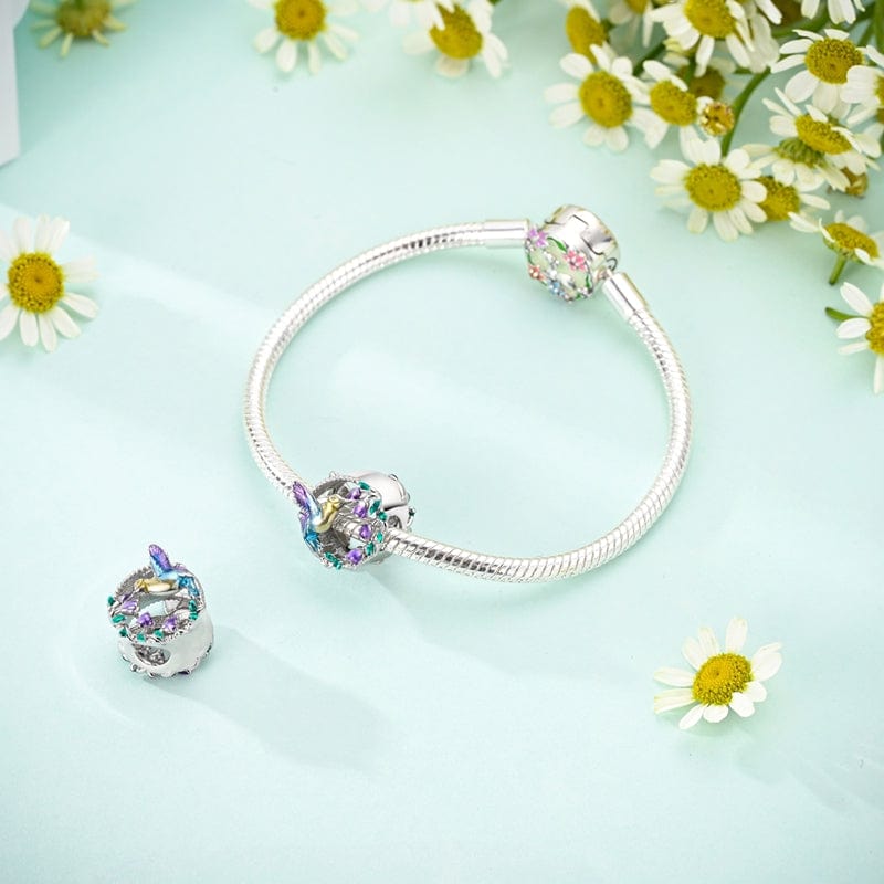 Hummingbird & Purple Blossom Charm