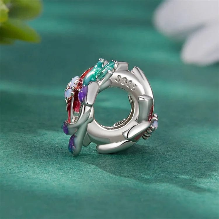 Hummingbird & Red Flower Charm