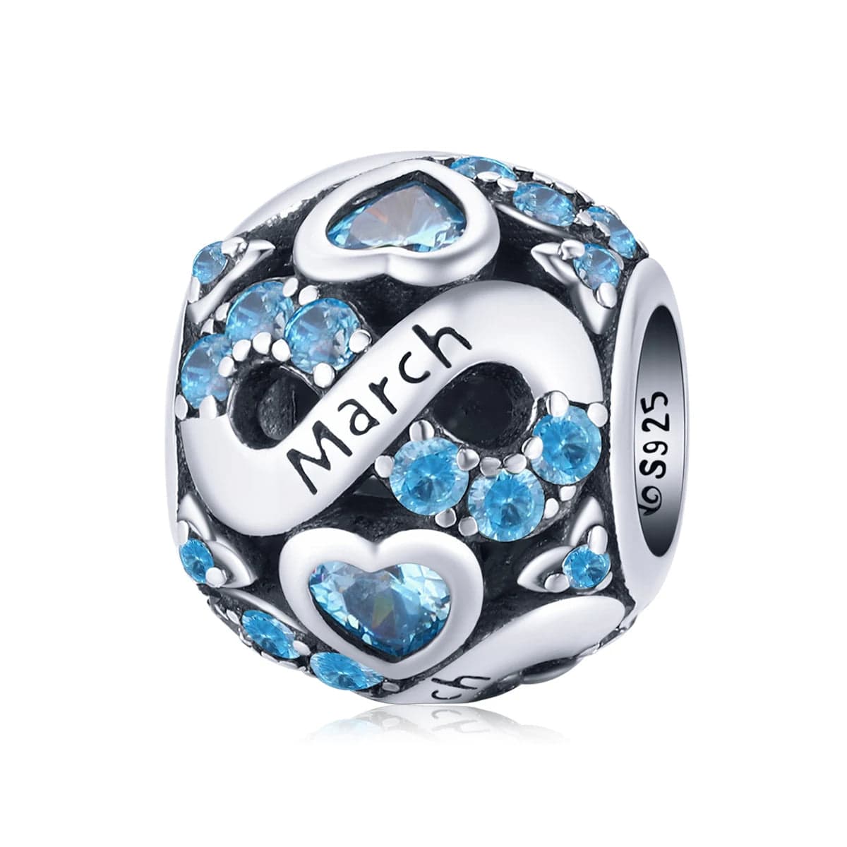 Infinite Love Zircon Heart Birthstone Charms
