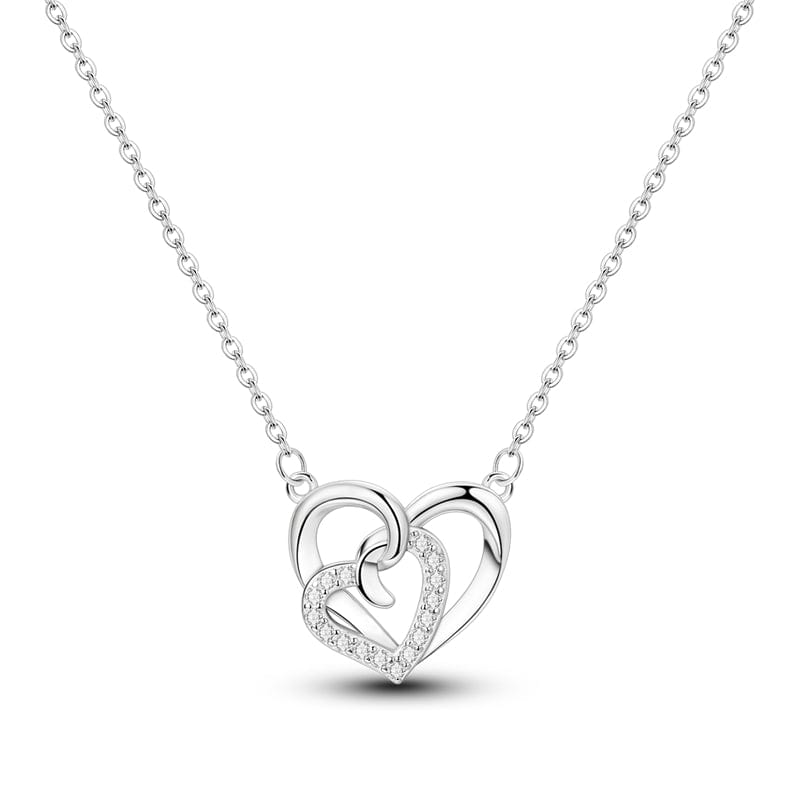 Interlocking Sparkling Hearts Pendant Necklace