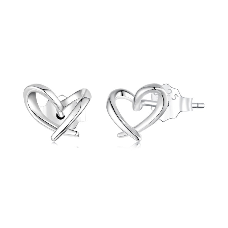 Intertwined Open Heart Stud Earrings
