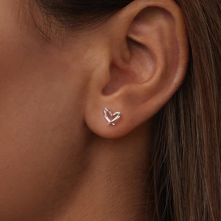 Intertwined Open Heart Stud Earrings