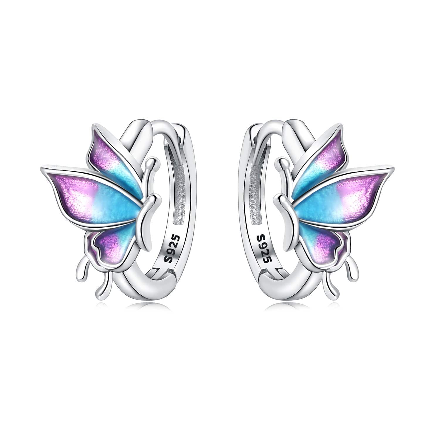 Iridescent Butterfly Hoop Earrings