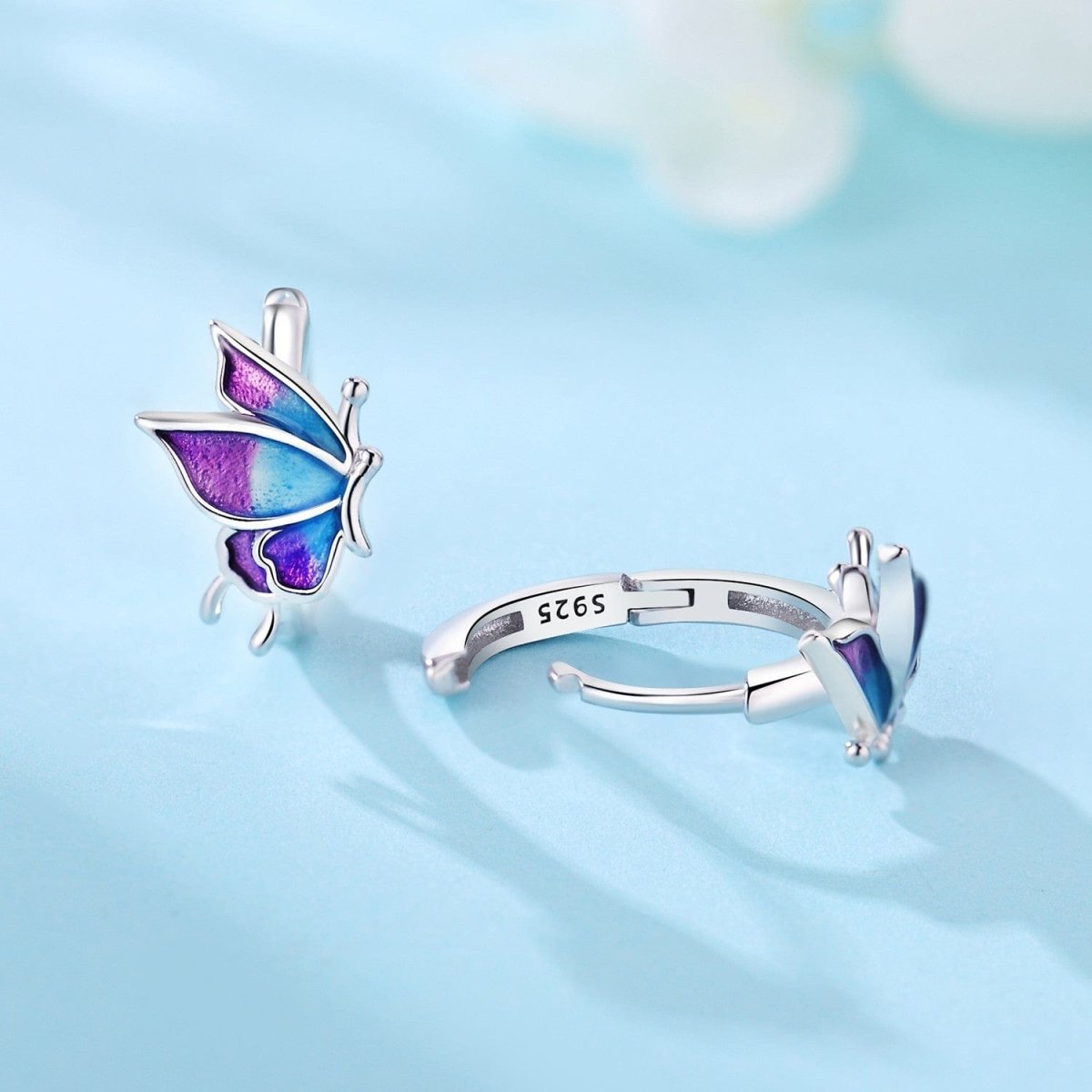 Iridescent Butterfly Hoop Earrings