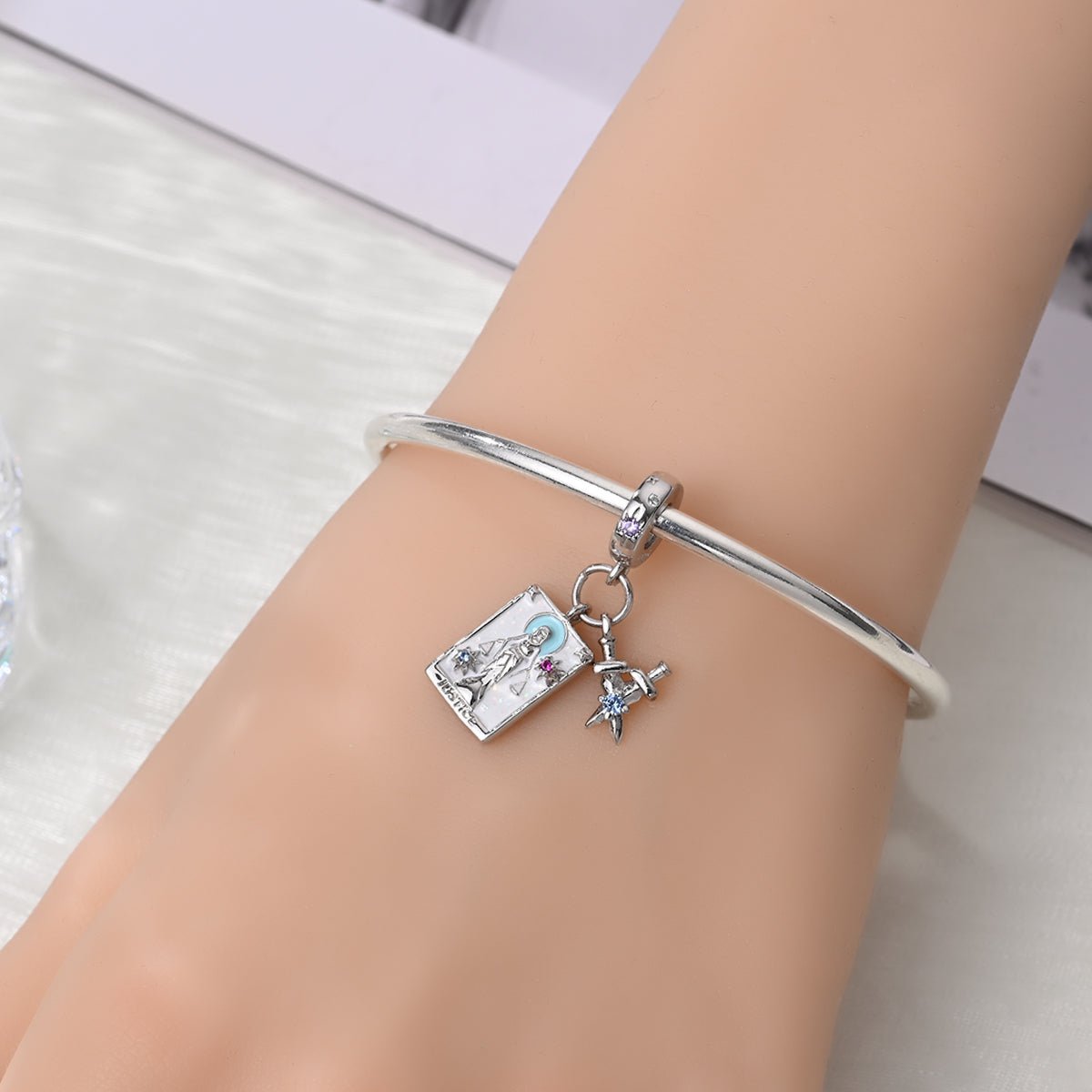 Justice Tarot Card & Sword Dangle Charm