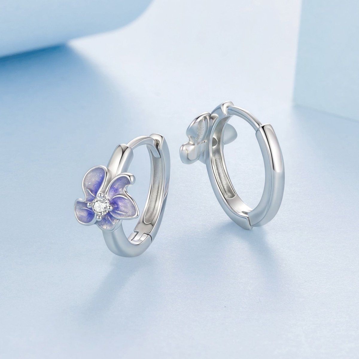 Lavender Blossom Hoop Earrings