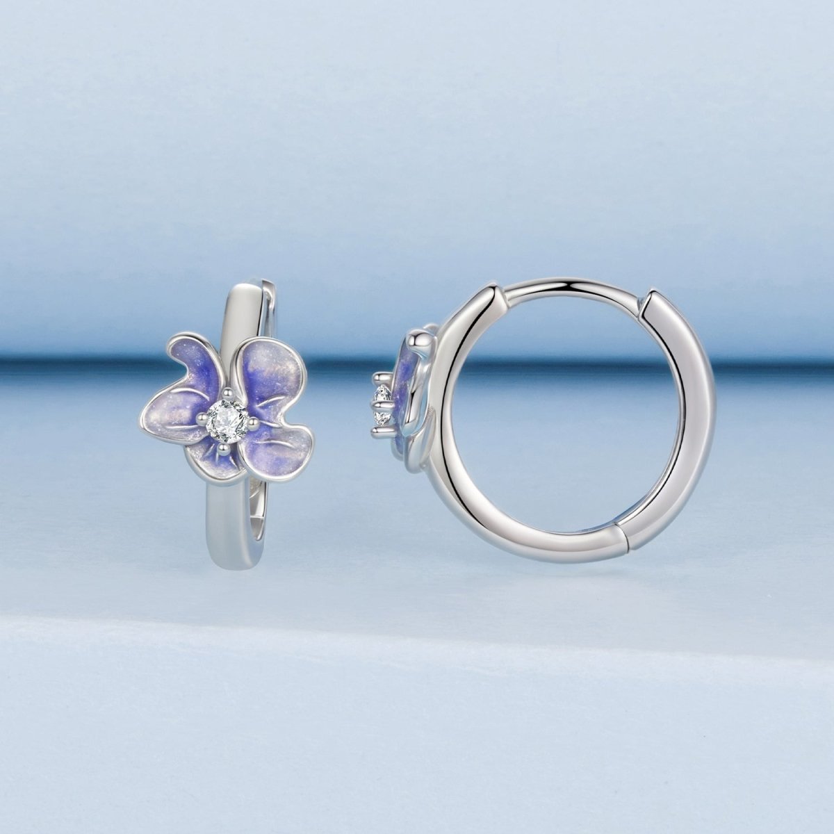 Lavender Blossom Hoop Earrings