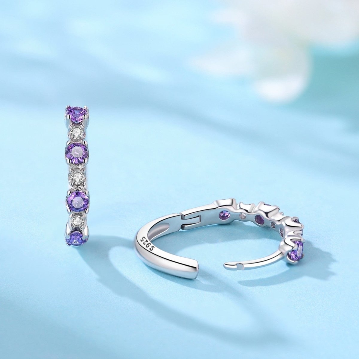 Lavender Crystal Hoop Earrings
