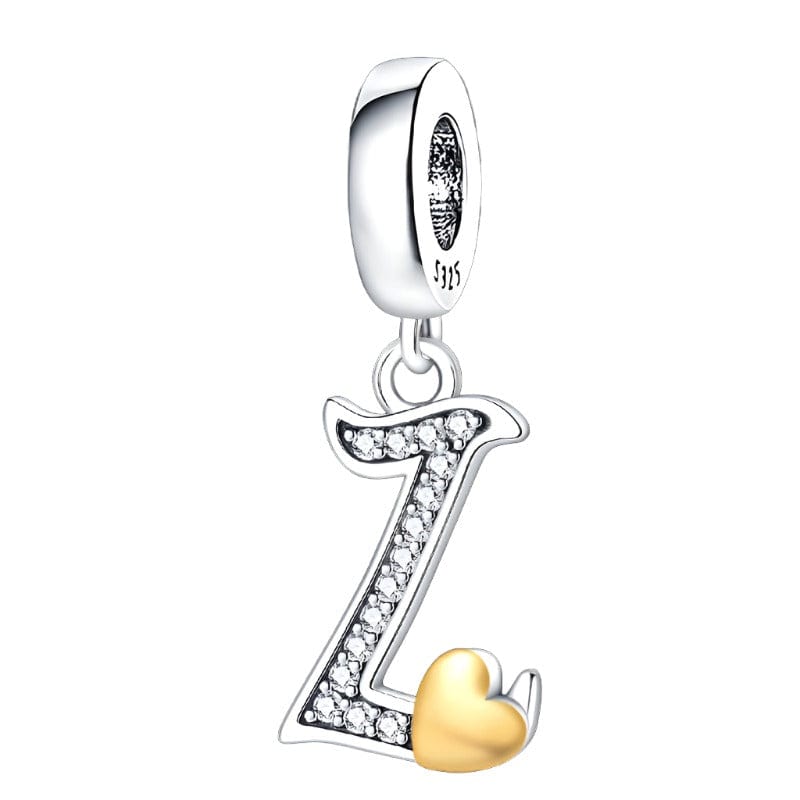 Cursive Gold Heart Letter A~Z Alphabet Charm