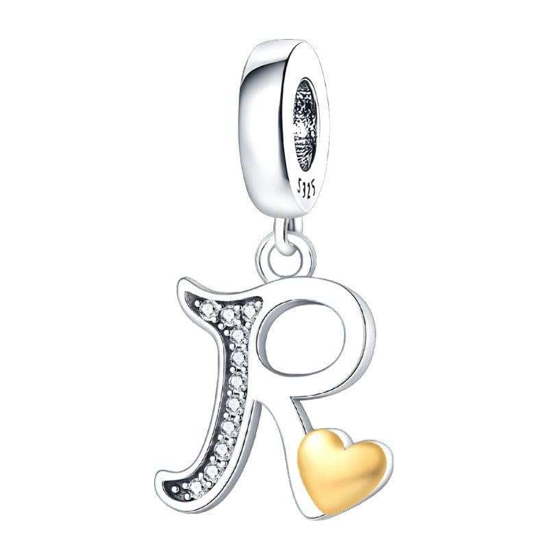 Cursive Gold Heart Letter A~Z Alphabet Charm