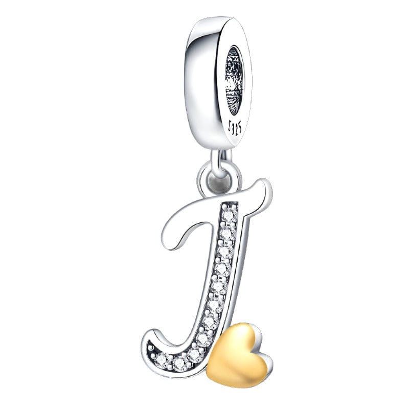 Cursive Gold Heart Letter A~Z Alphabet Charm