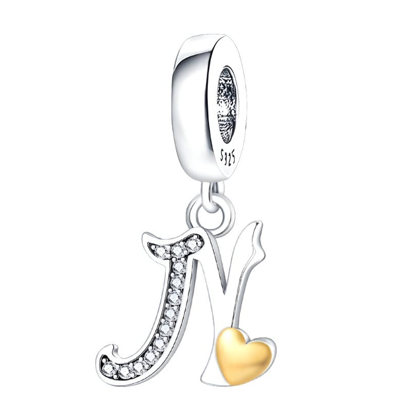 Cursive Gold Heart Letter A~Z Alphabet Charm