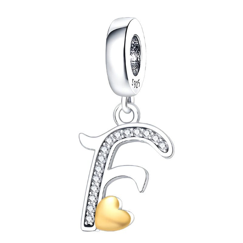Cursive Gold Heart Letter A~Z Alphabet Charm