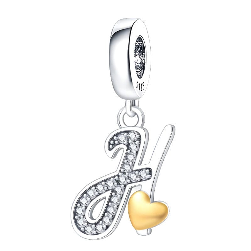 Cursive Gold Heart Letter A~Z Alphabet Charm