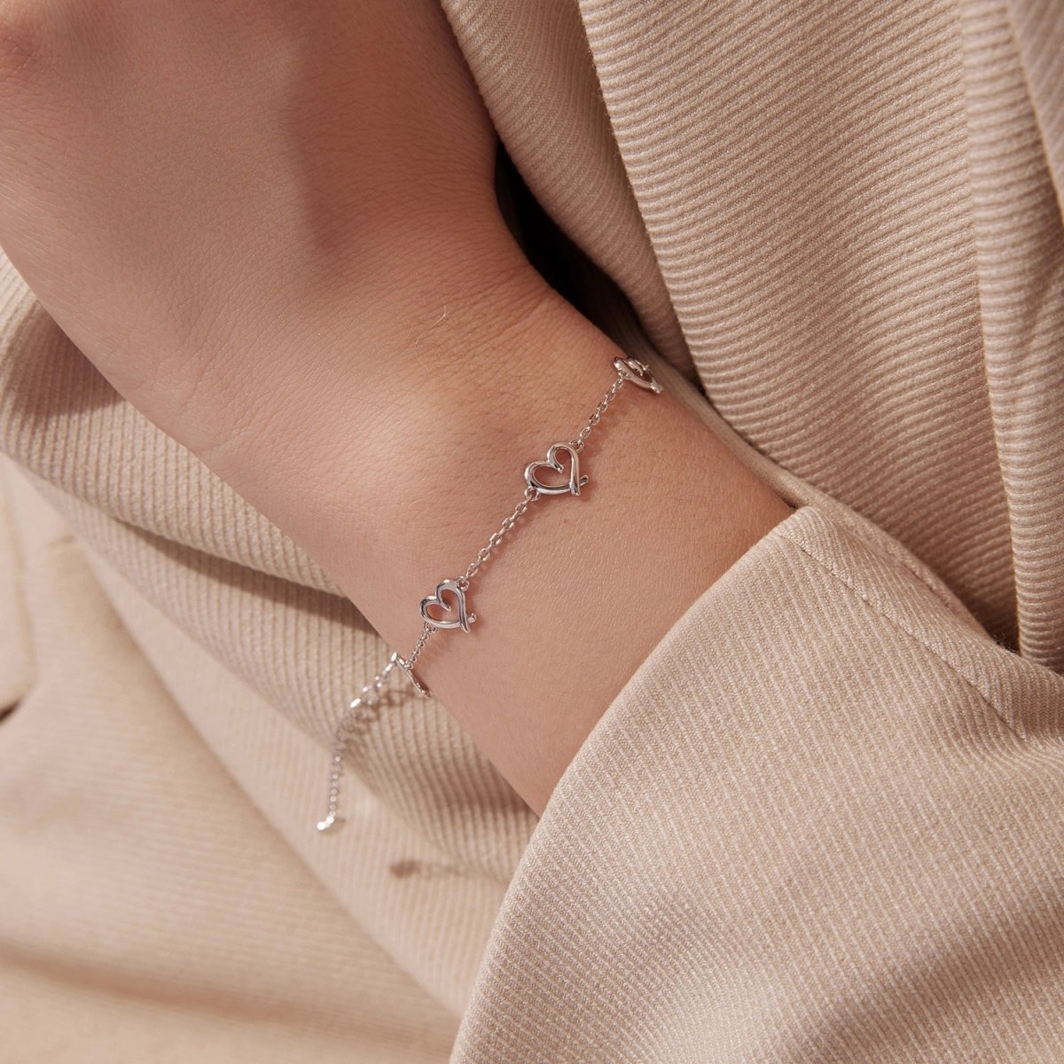 Linked Hearts Silver Bracelet