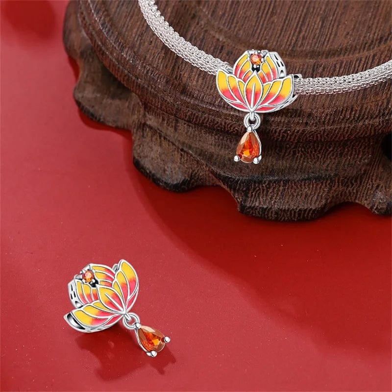Lotus Blossom with Amber Drop Charm