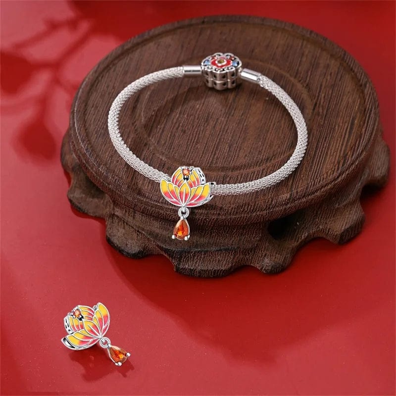 Lotus Blossom with Amber Drop Charm