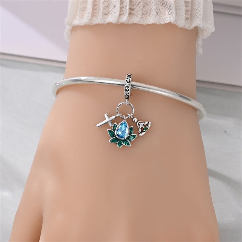Lotus, Cross & Yoga Dangle Charm