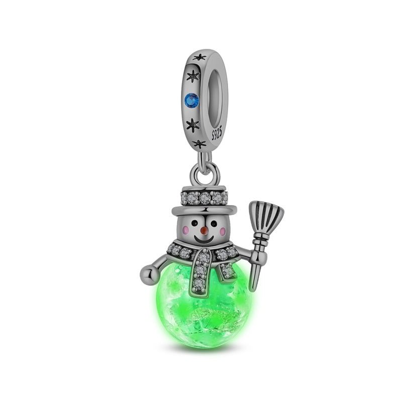Luminous Snowman with Blue Globe Dangle Charm