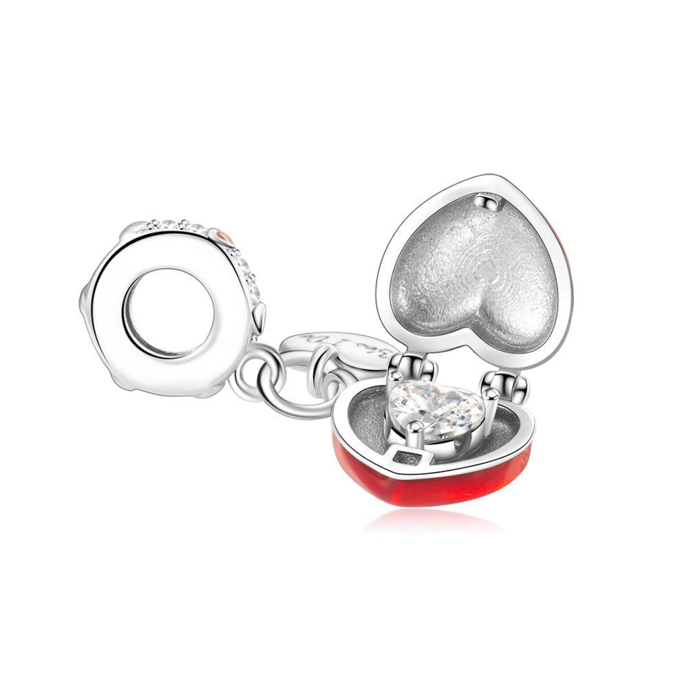 "Marry Me" & "Yes I Do" Double Heart Proposal Dangle Charm