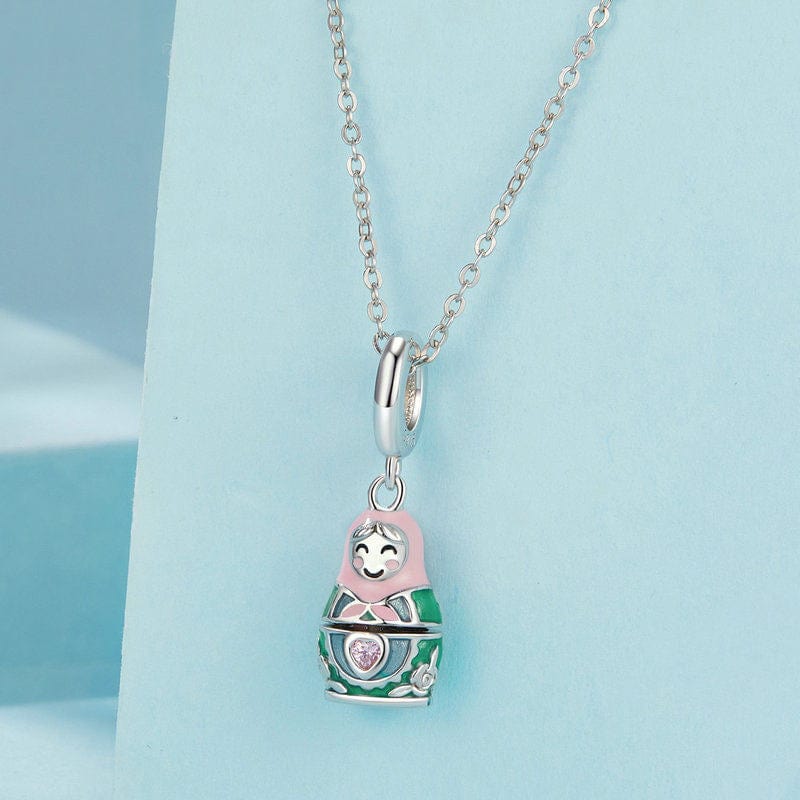 Matryoshka Doll with Opening Design & Crystal Heart Dangle Charm