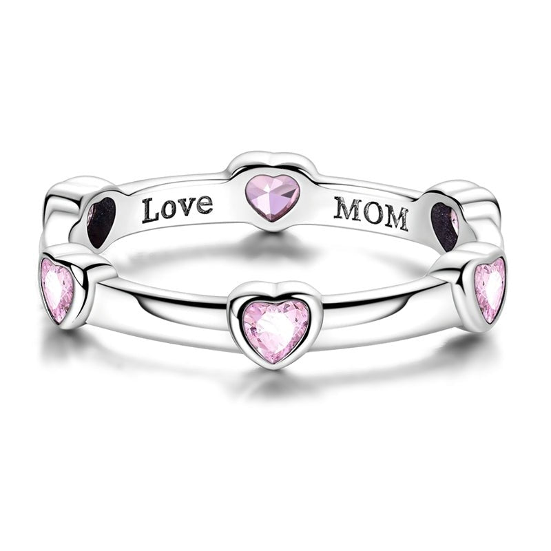 Mom’s Love Heart Gemstone Band Ring