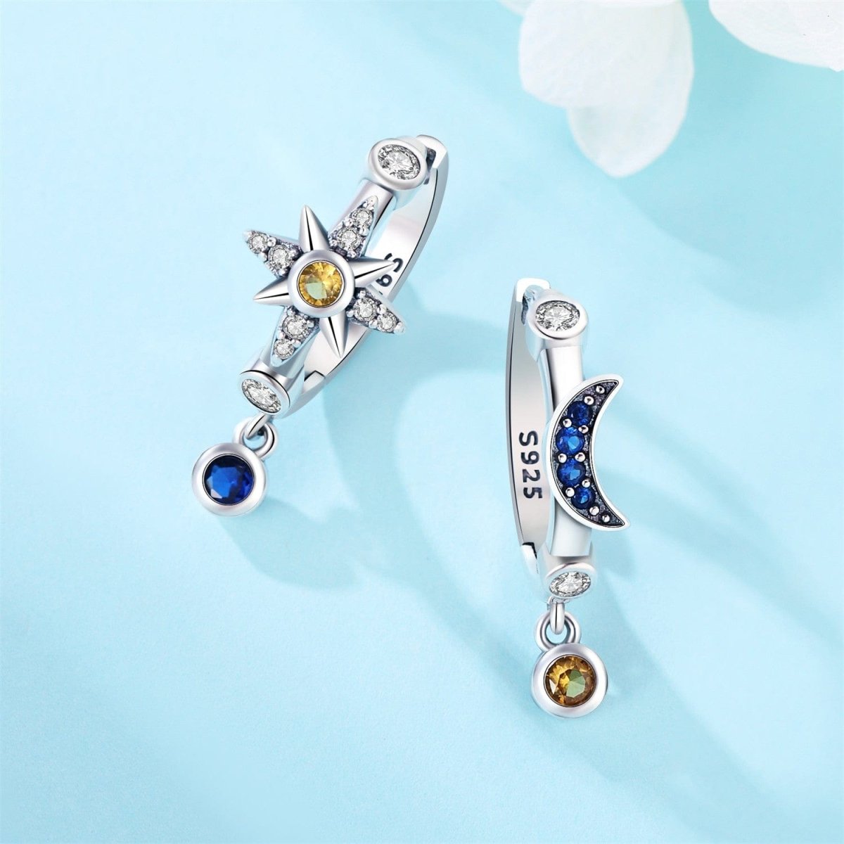 Moon & Star Celestial Charm Hoops