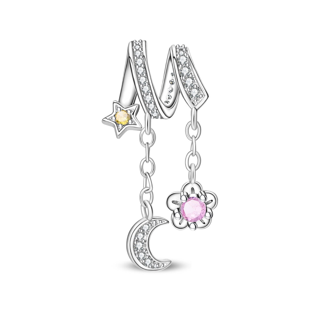Moon, Star & Flower Dangle Charm