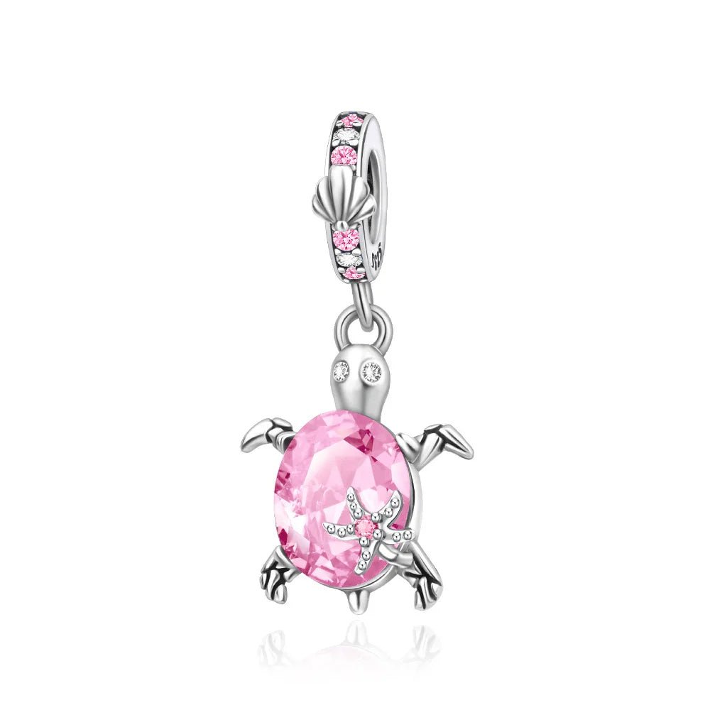 Murano Glass Pink Sea Turtle Dangle Charm