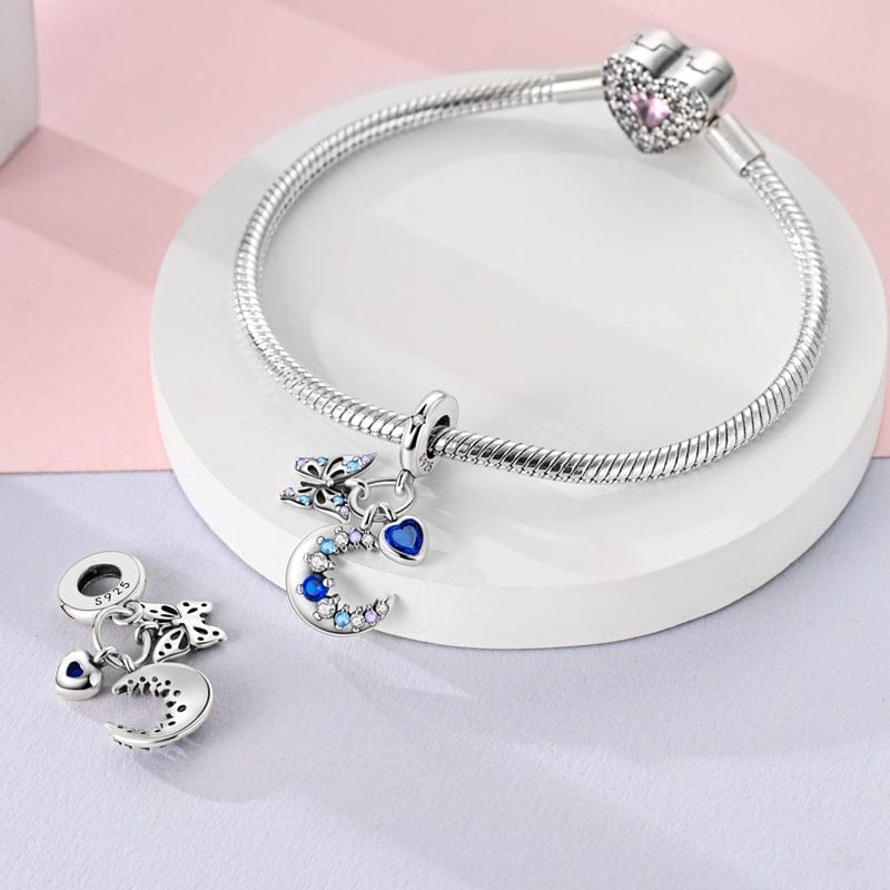 Mystic Moon, Heart, & Butterfly Triple Dangle Charm