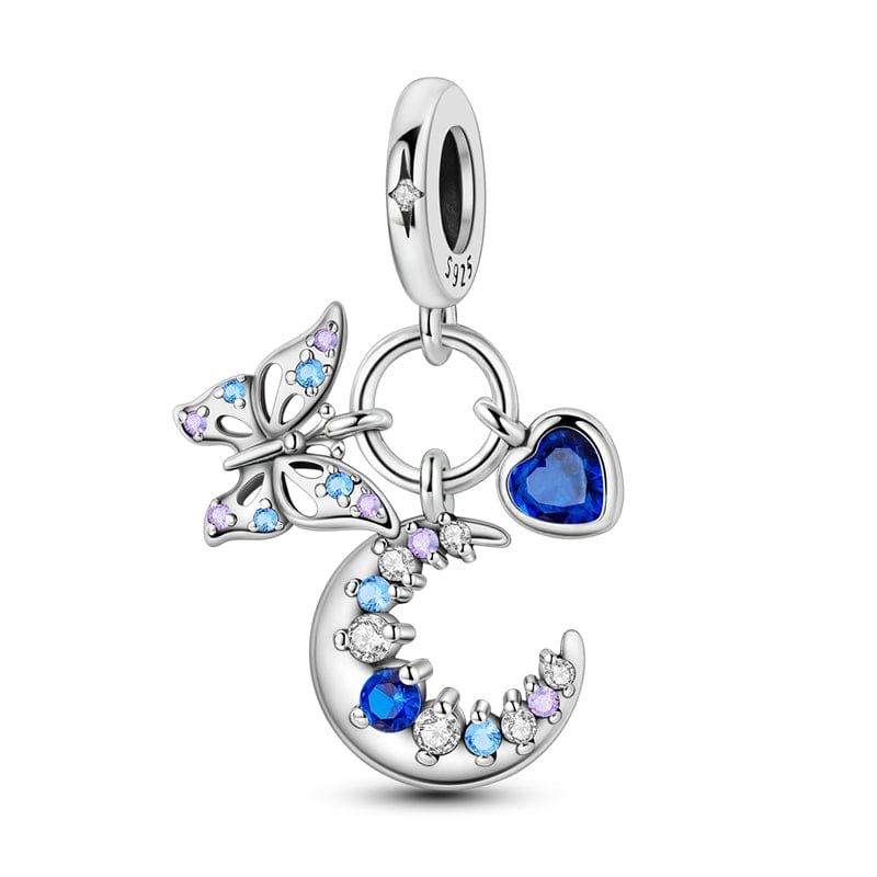 Mystic Moon, Heart, & Butterfly Triple Dangle Charm