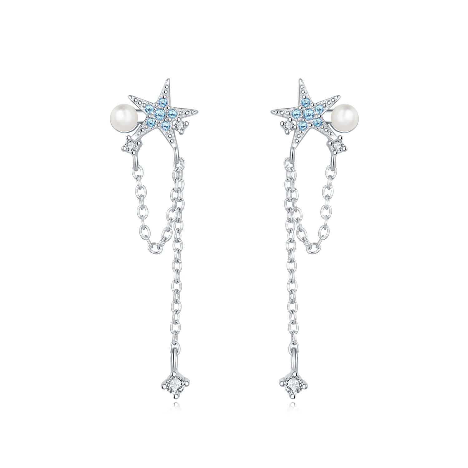 Ocean Star Pearl Drop Earrings
