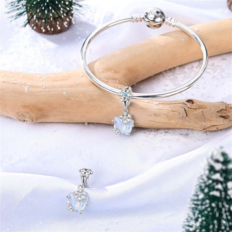 Opal Snowflake Cat Dangle Charm