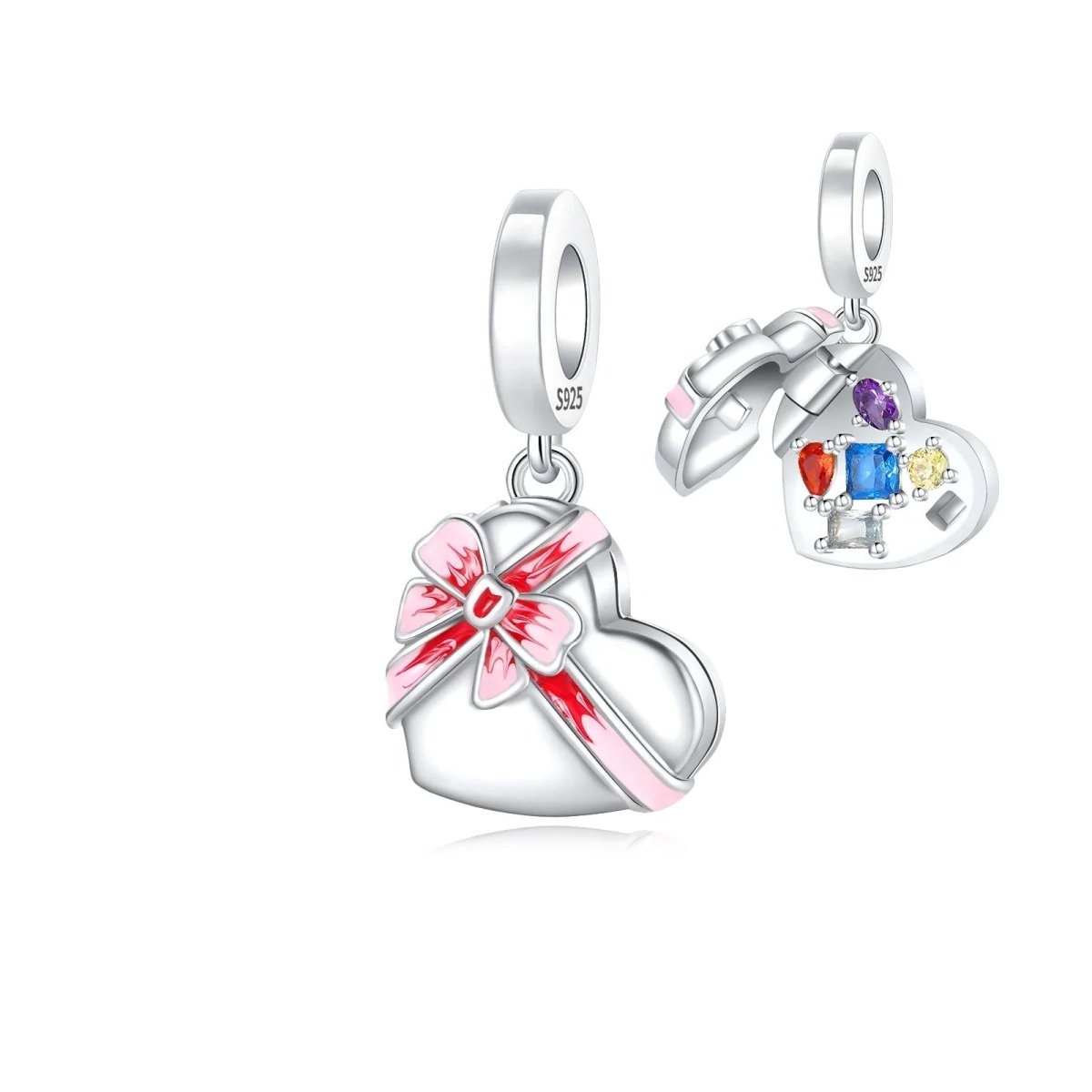 Openable Heart Chocolate Gift Box Dangle Charm