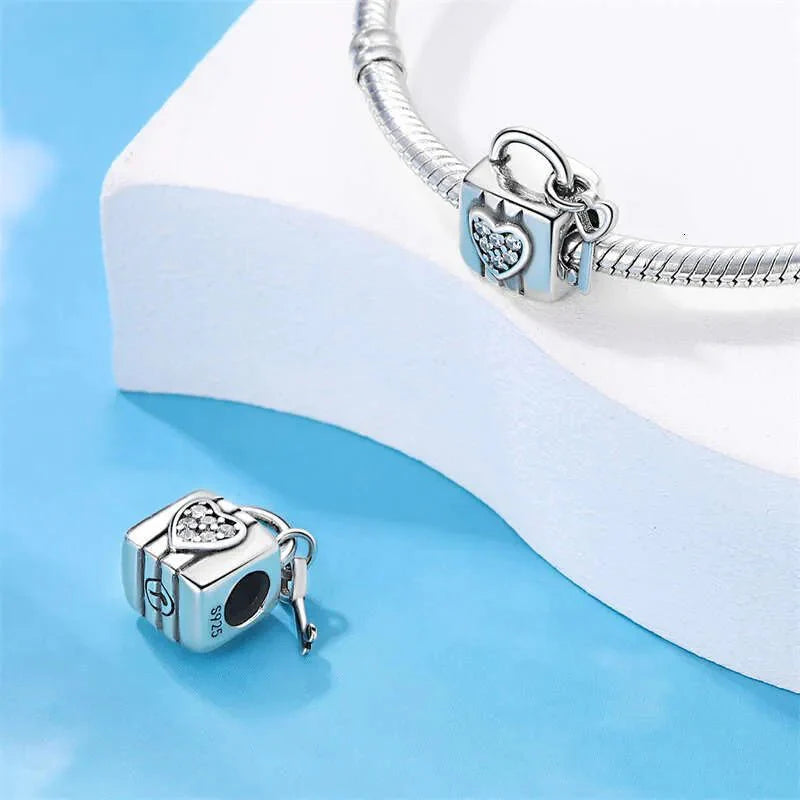 Padlock & Heart Key Charm