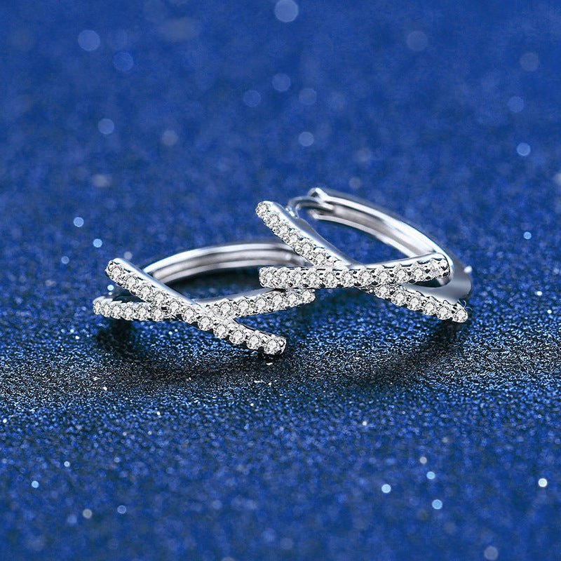 Béra&Co Crisscross Pavé Moissanite Hoop Earrings