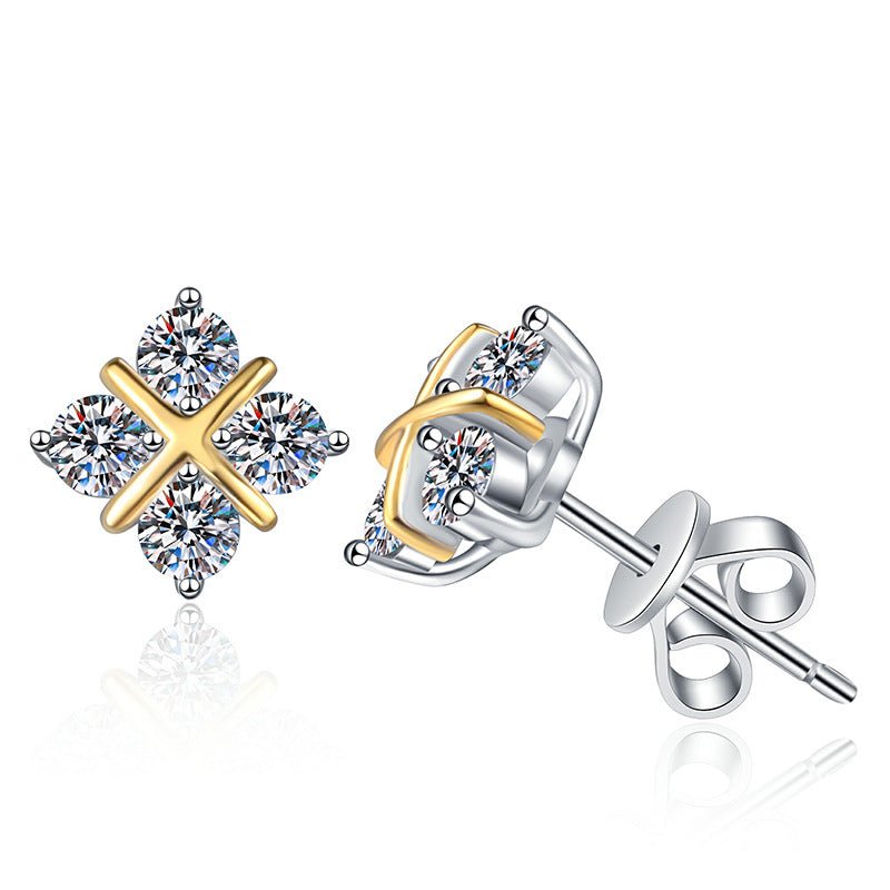 Béra&Co DuoTone Cross Moissanite Stud Earrings