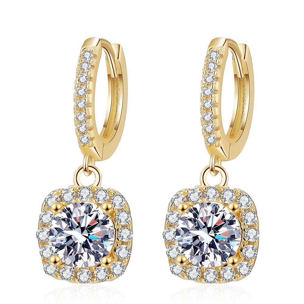 Béra&Co Golden Halo Moissanite Drop Earrings