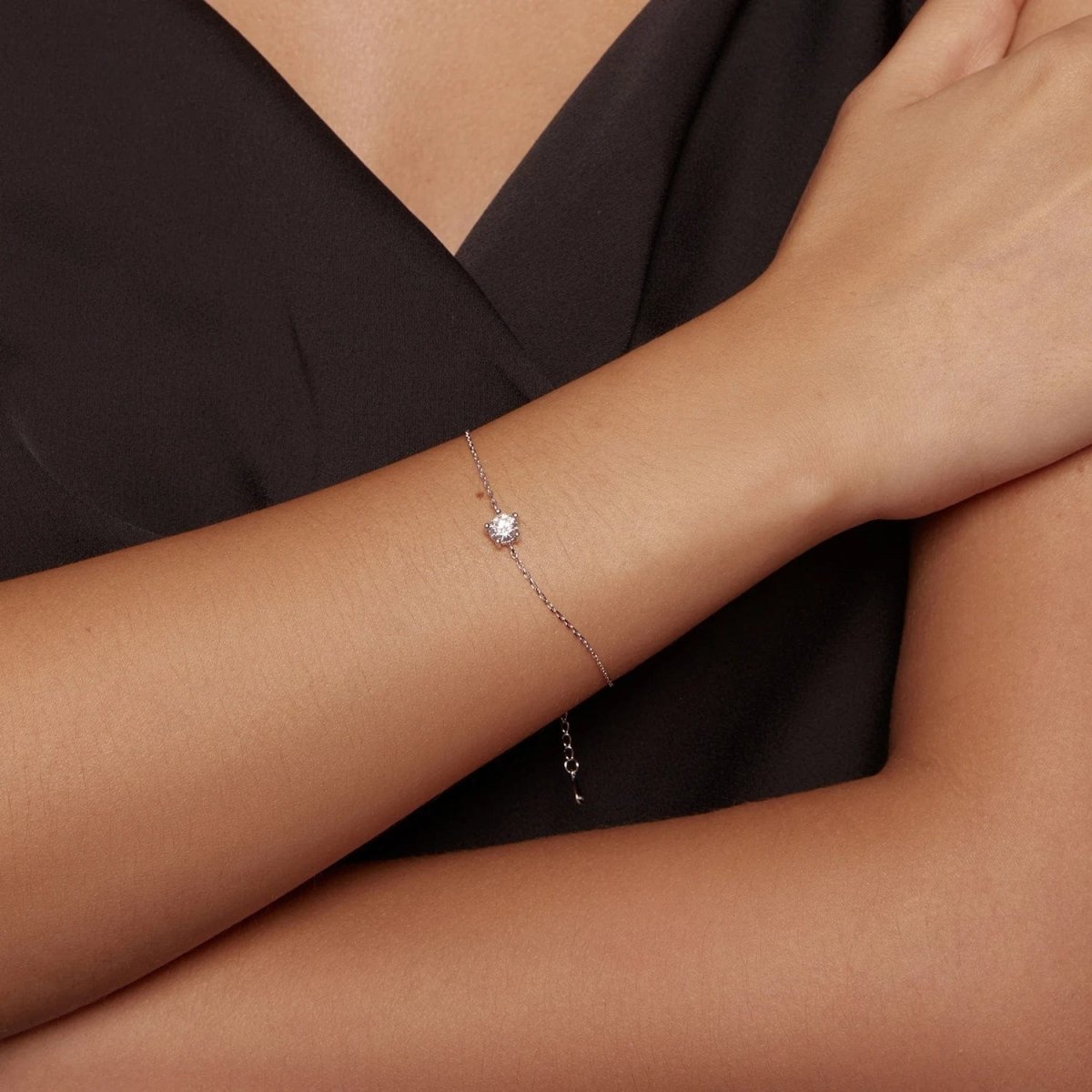 Béra&Co Solitaire Sterling Silver Moissanite Bracelet