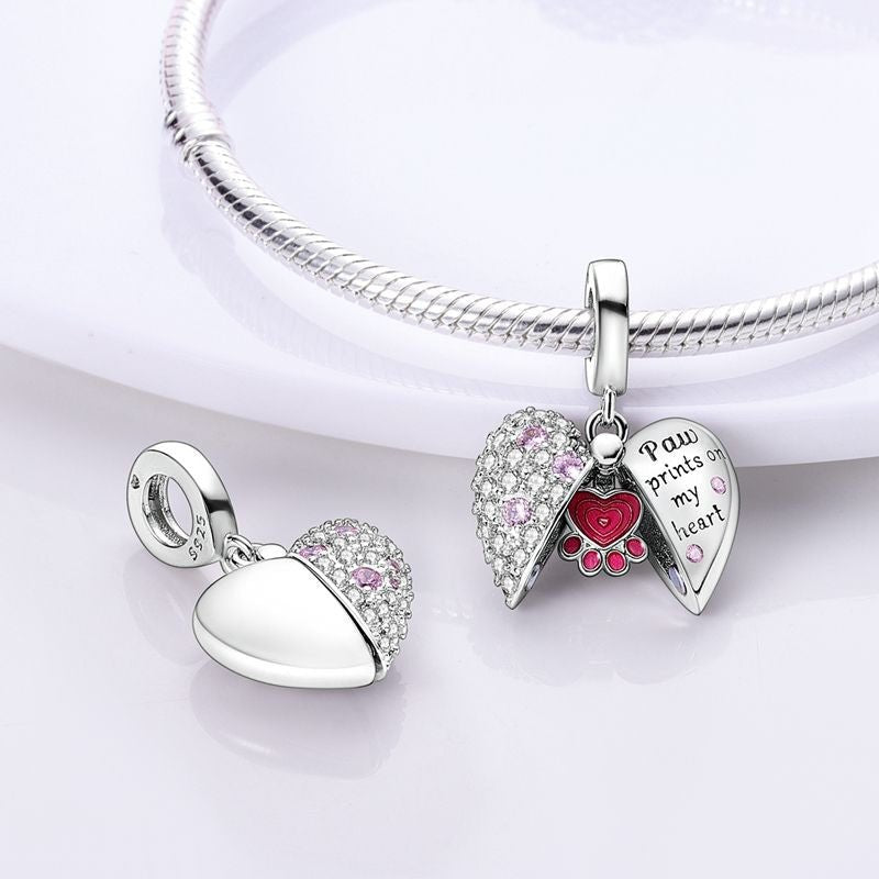 Paw Prints on My Heart Dangle Charm